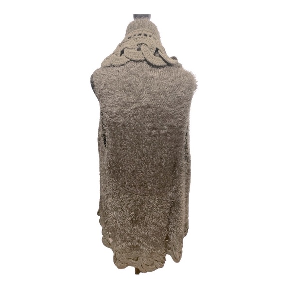 MONOREN Crochet Knit vest/ jacket, Faux Fur Brown SZ L - Picture 3 of 14